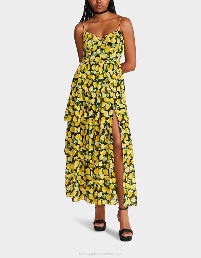 maxi obleka la la lemons ČrnaBetsey Johnson ženske oblačila 664J2T264